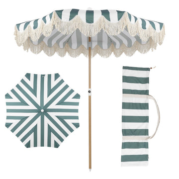 Mariner 6.5 ft. Classic Cottage Fringe Tassel Market Beach Umbrella